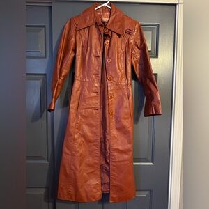 Vintage Foxmoor Burgundy Genuine Leather Trench -XS